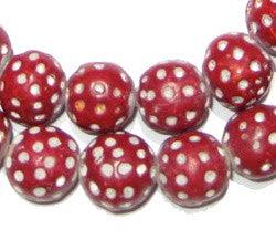 Red Terracotta Polka Dot Beads (14mm) - The Bead Chest