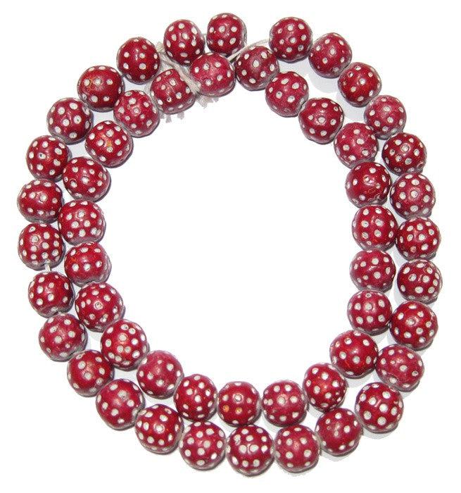 Red Terracotta Polka Dot Beads (14mm) - The Bead Chest