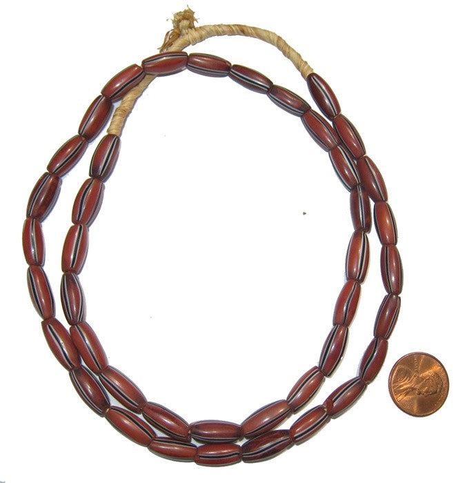 Brown Striped Watermelon Chevron Beads - The Bead Chest