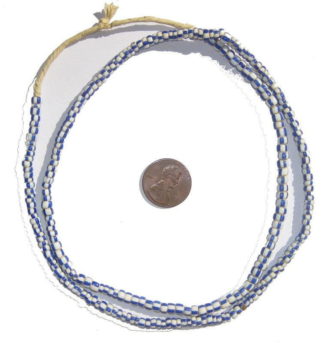Blue & White Ghana Chevron Beads (Small) - The Bead Chest